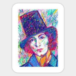 GEORGE SAND colored pencil portrait .1 Sticker